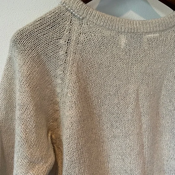 Vintage Extra Energy Beaded Collar Sequin Star Detail 3/4 Sleeve Sweater - Picture 8 of 10